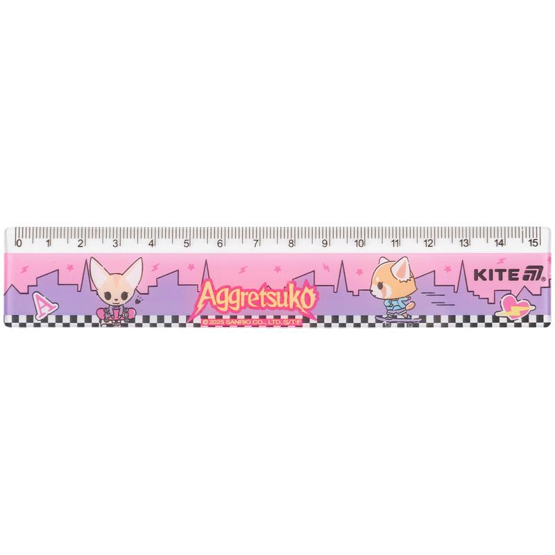Лінійка пластикова, 15см. Aggretsuko AR25-090 Kite